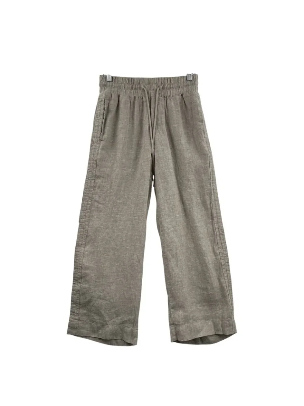Quince 100% European Linen Wide Leg Cropped Pants Flax Womens Small Coastal NWT